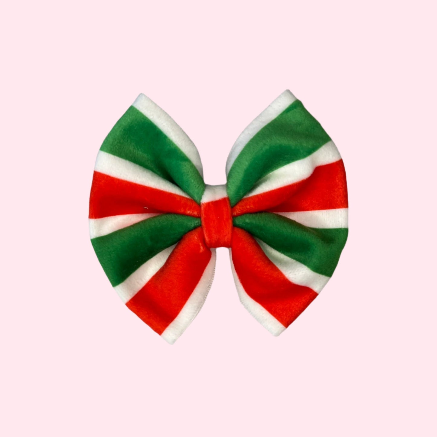 Christmas Stripes Velvet Bow