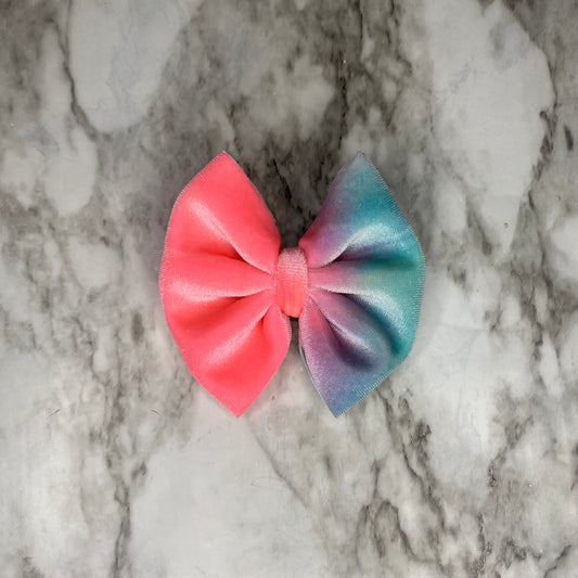 Cotton Candy Velvet Mini Bow